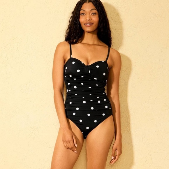 Shade & Shore Other - Polka Dots Tab-Front Scoop Neck Medium Coverage One Piece Shade & Shore new